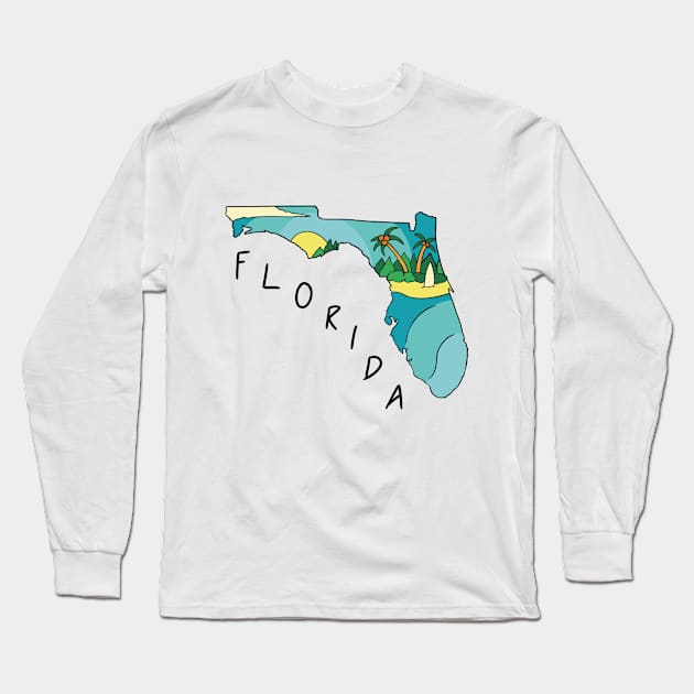 Florida USA state map Long Sleeve T-Shirt by GoshaDron
